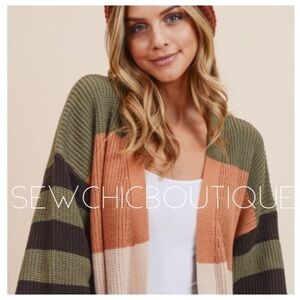 So Pretty! Oversized Knit Striped Cardigan